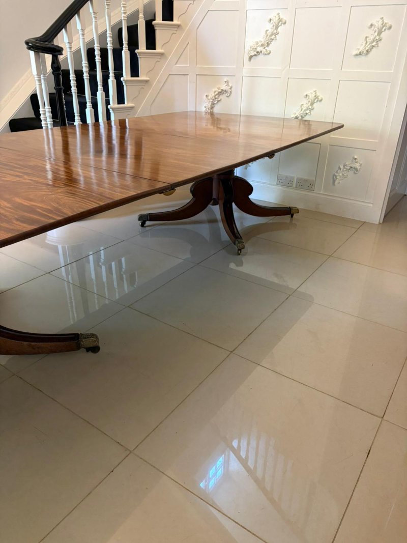 Outstanding Quality 16 Seater Antique George III Figured Mahogany Two Pilar Dining Table - Image 8